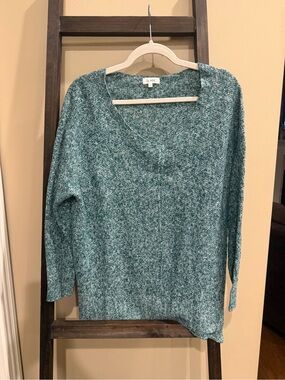 LA MIEL Teal Marled V-Neck Sweater